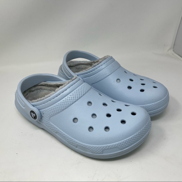 light blue lined crocs